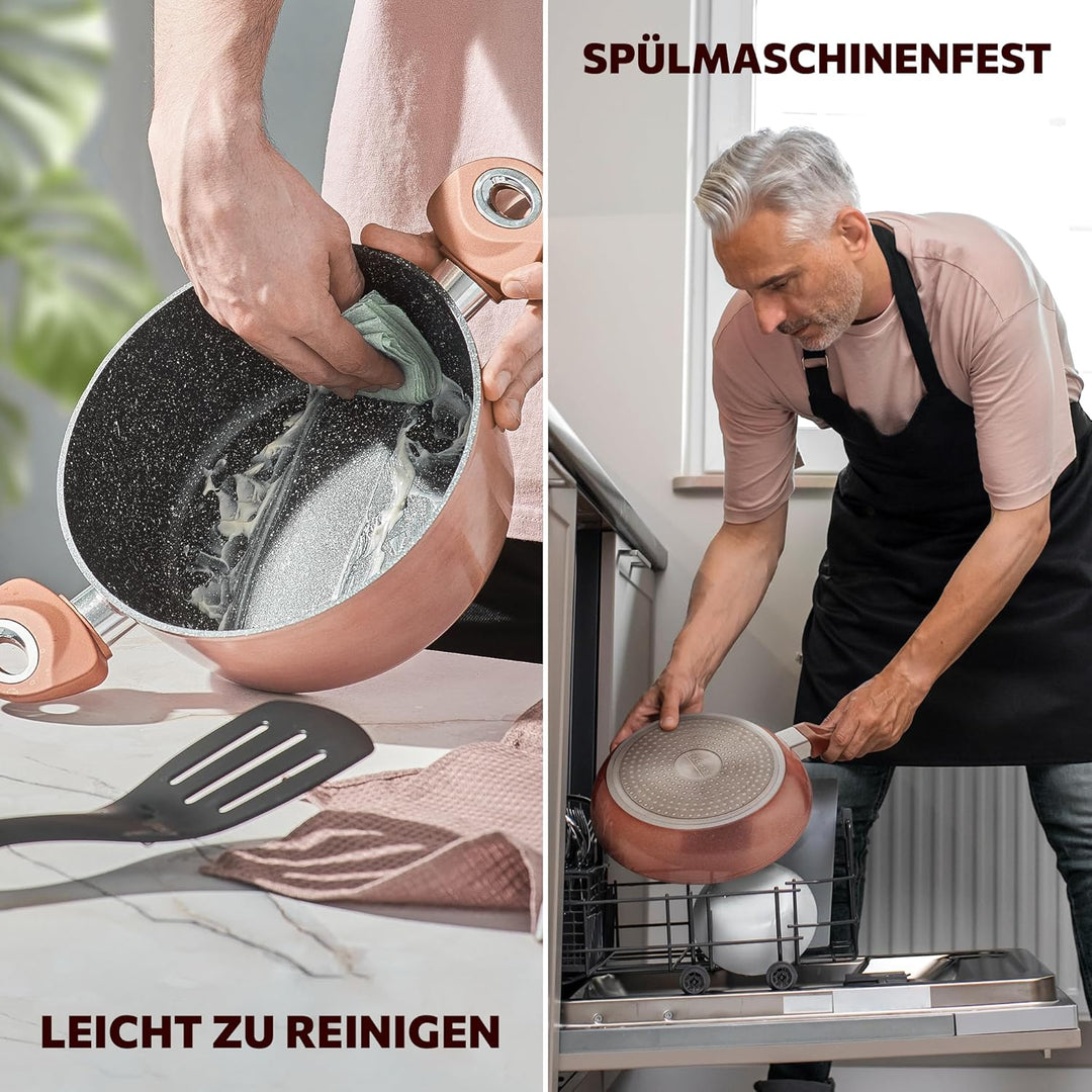 Topfset 15-teilig mit Antihaftbeschichtung - Kochtopf Set mit Deckel - Induktions Töpfe Set - Töpfe