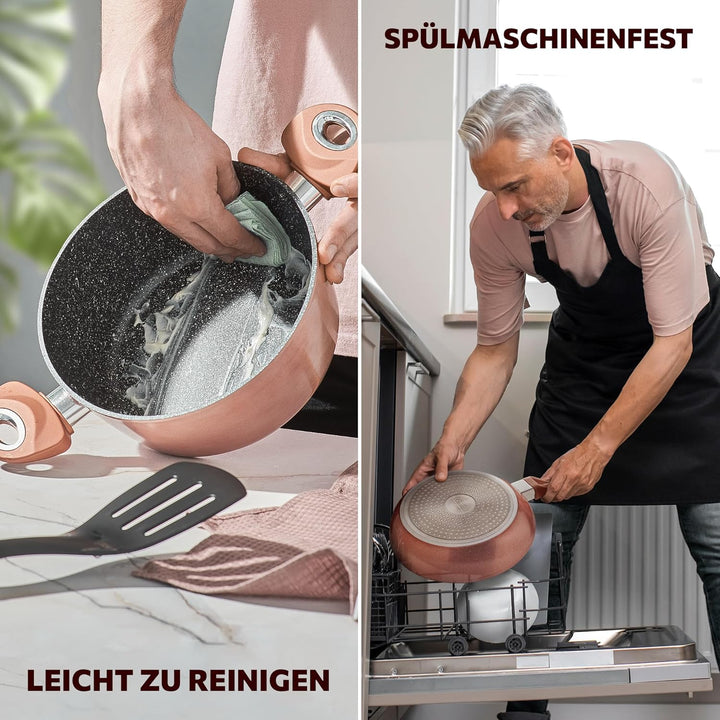 Topfset 15-teilig mit Antihaftbeschichtung - Kochtopf Set mit Deckel - Induktions Töpfe Set - Töpfe