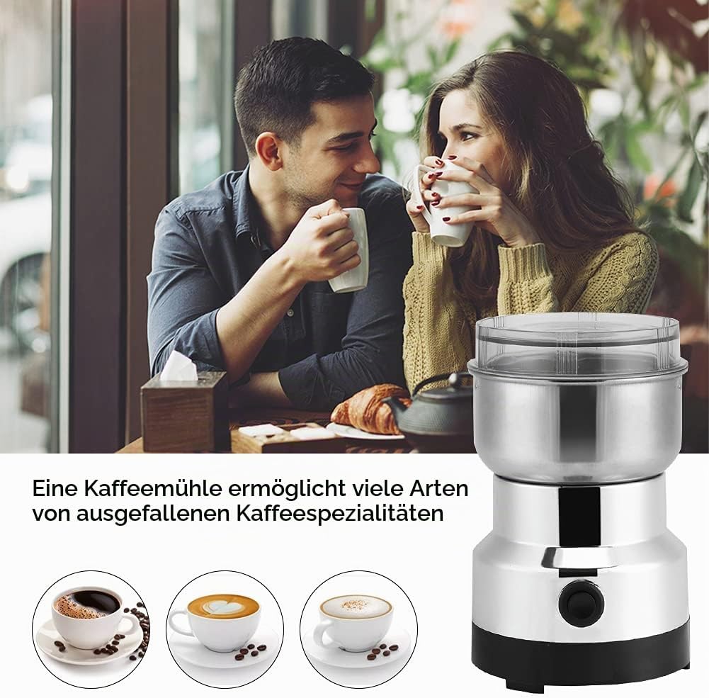Kaffeemühle Elektrisch, Kaffeebohnen aus Edelstahl Getreide Mühle Kaffeemühle und Gewürzmühle mit Ed