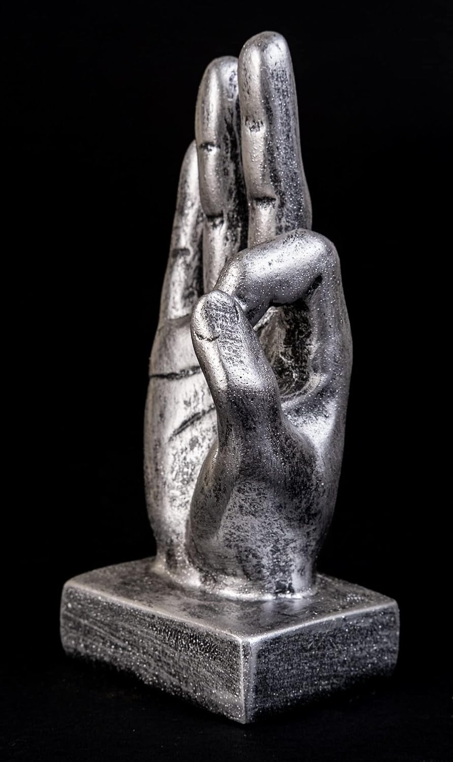 IDYL Moderne Skulptur Figur Resin Finger o.k. | silberfb. | Masse: 9x6x16,5 cm | Material: Polyresin