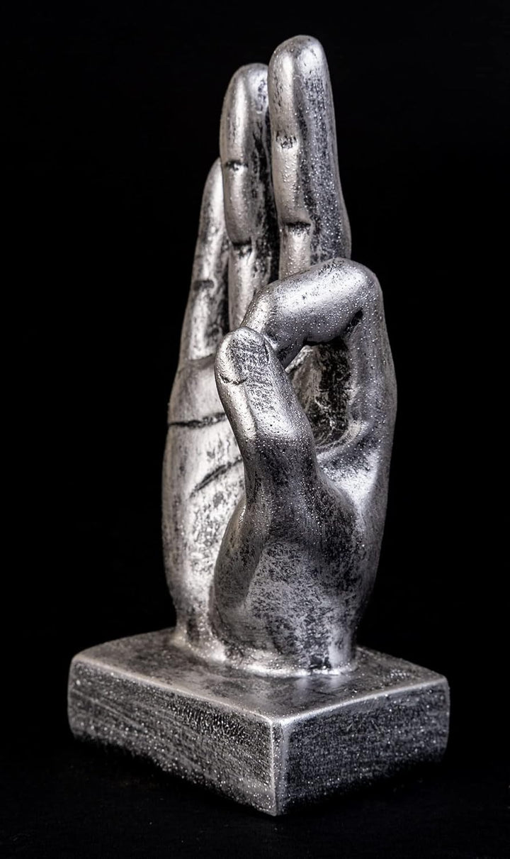 IDYL Moderne Skulptur Figur Resin Finger o.k. | silberfb. | Masse: 9x6x16,5 cm | Material: Polyresin