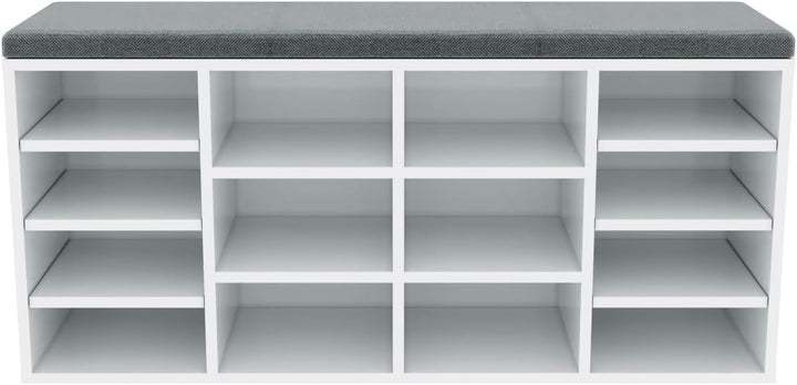 SONNI Schuhschrank mit Sitzbank, Schuhregal Weiss Holz, mit verstelbaren Einlegeböden, mit Stauraum