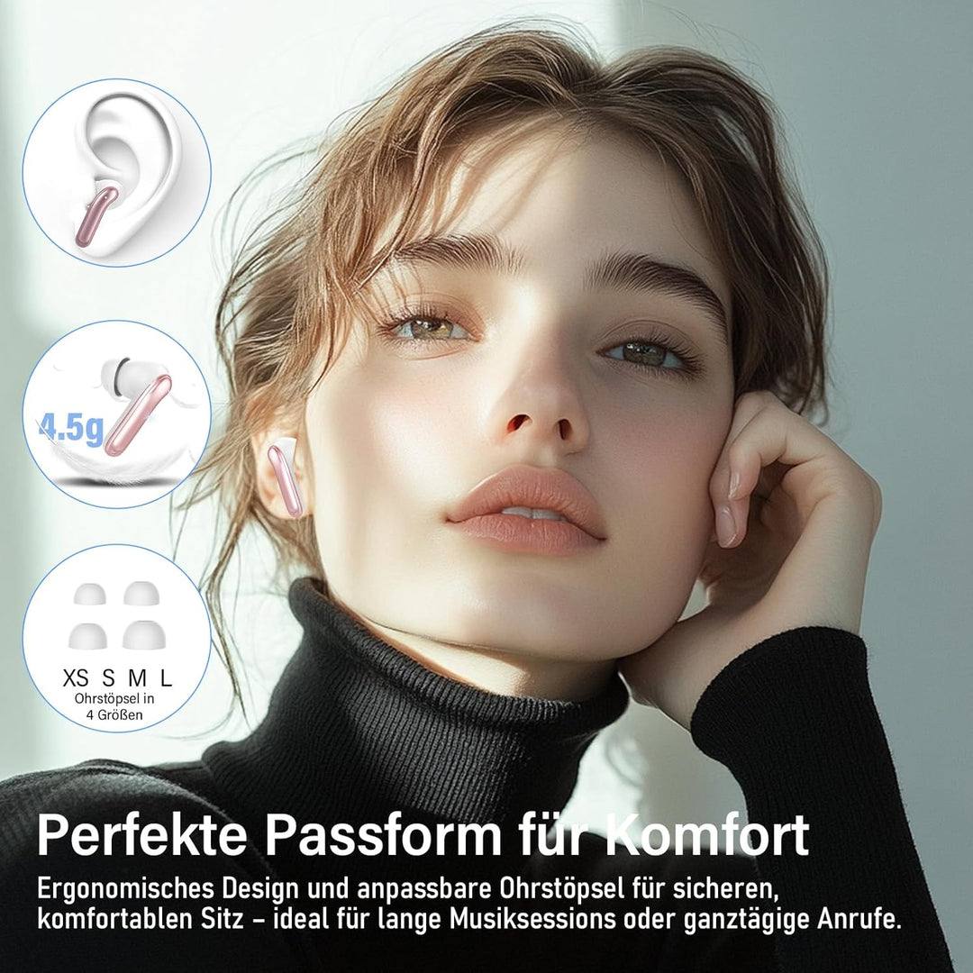 Bluetooth Kopfhörer mit Hybride Aktive Geräuschunterdrückung, In Ear Kopfhörer Kabellos Bluetooth 5.