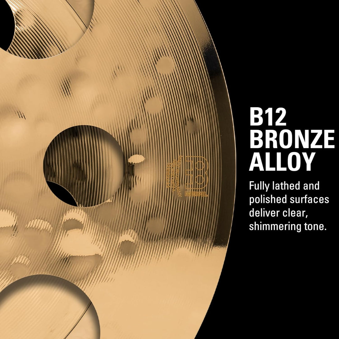 Meinl Cymbals Classics Custom Brilliant Trash Stack 16 Zoll (Video) Schlagzeug Becken mit Löchern –