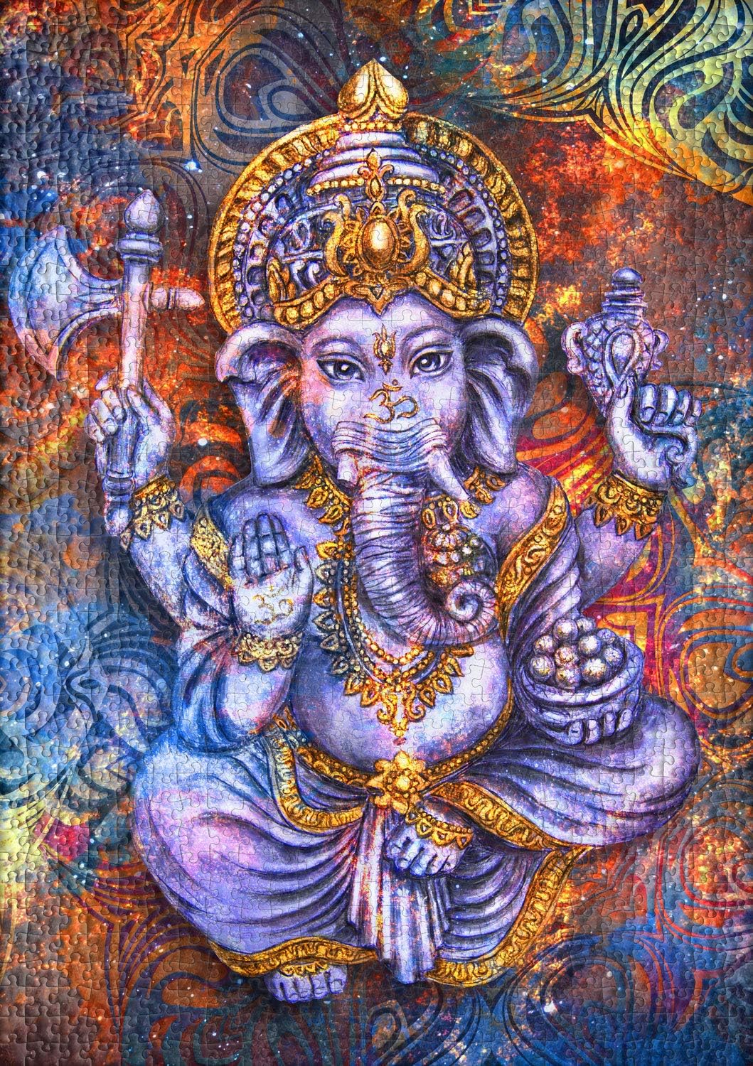 Ulmer Puzzleschmiede - Puzzle „Ganesha“ - Klassisches 1000 Teile Puzzle – Puzzlemotiv der populären