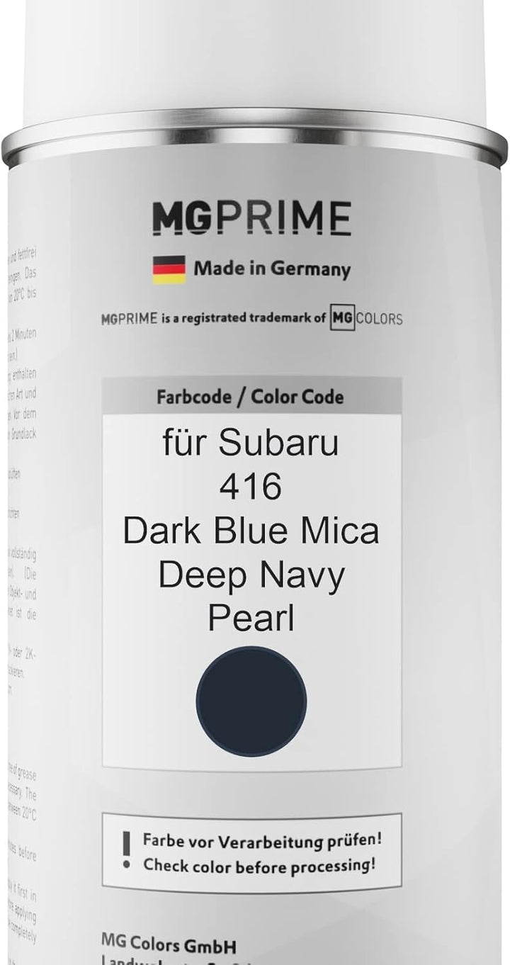 MG PRIME Autolack Sprühdosen Set für Subaru 416 Dark Blue Mica/Deep Navy Pearl Basislack Klarlack Sp