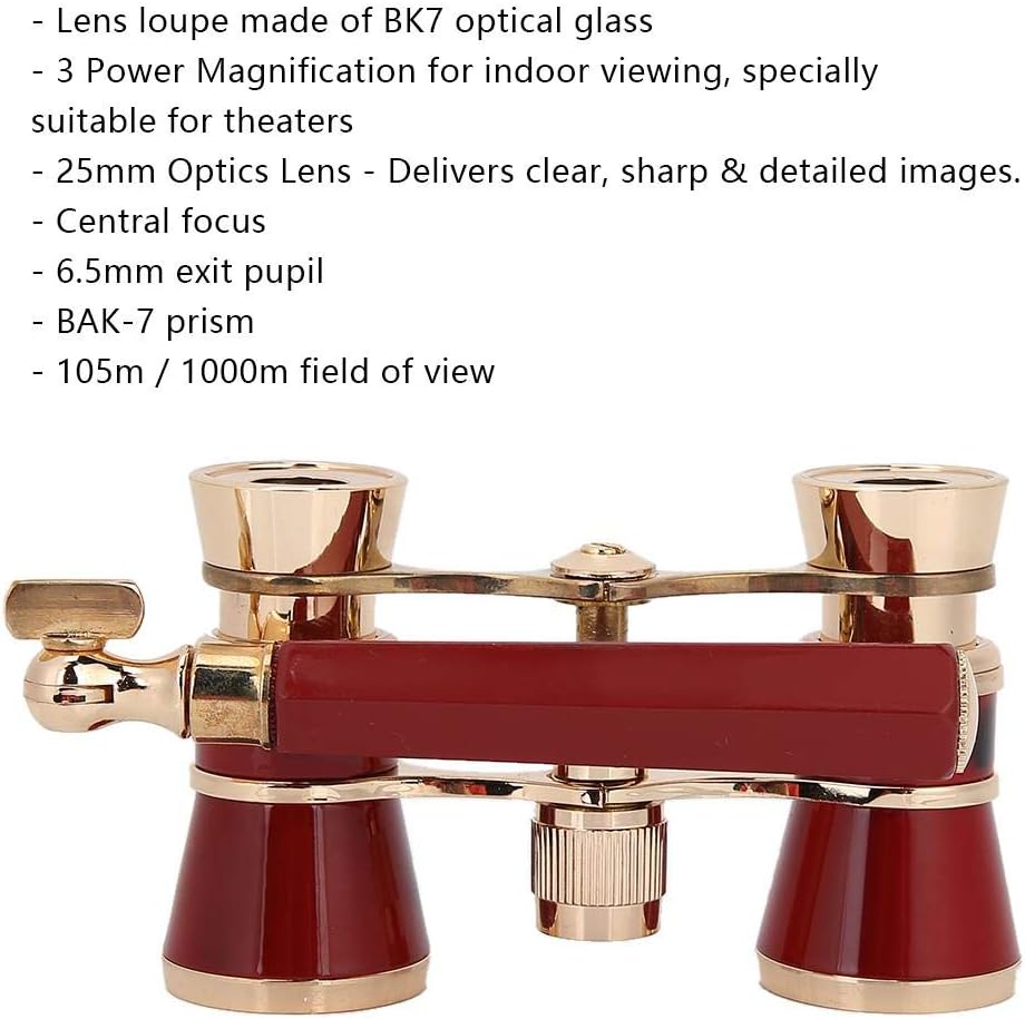 Opera Fernglas, Brillen-Teleskop 3X25 Theaterbrille -Fernglas Concert Portable Compact Lightweight,