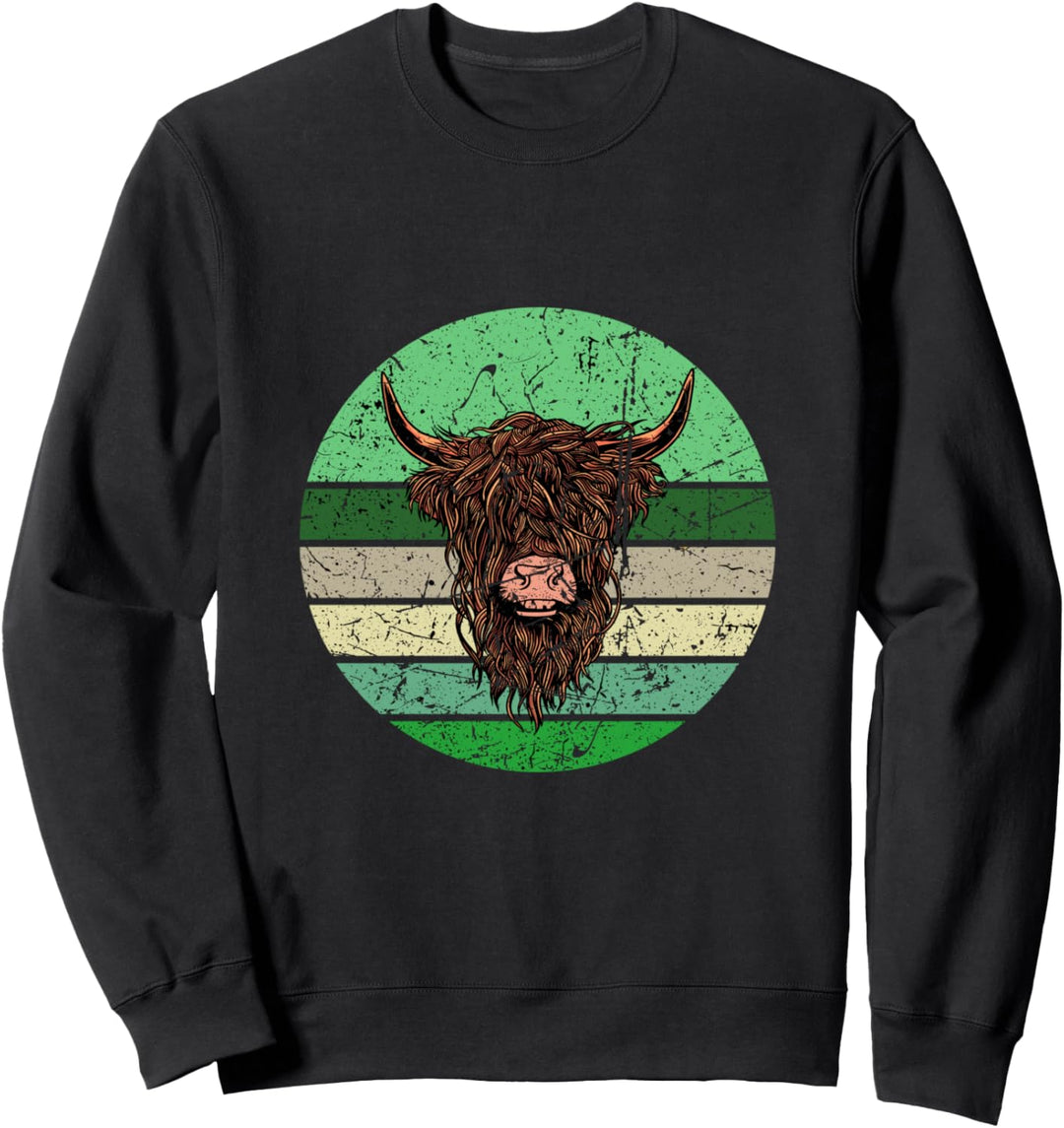 Schottische Hochlandkuh, Retro-Stil, Vintage, schottische Highland-Kuh Sweatshirt