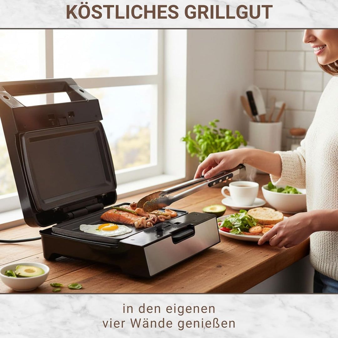 Syntrox Teppanyaki Grill mit Wechselplatten, Edelstahl, schnelles Aufheizen, Antihaftbeschichtet, ve