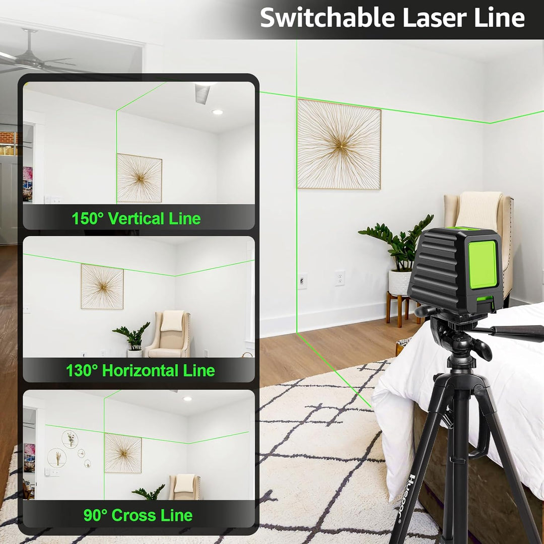 Huepar BOX-1G Kreuzlinienlaser Grün, Linienlaser Selbstnivellierenden mit Pulsfunktion, Umschaltbar