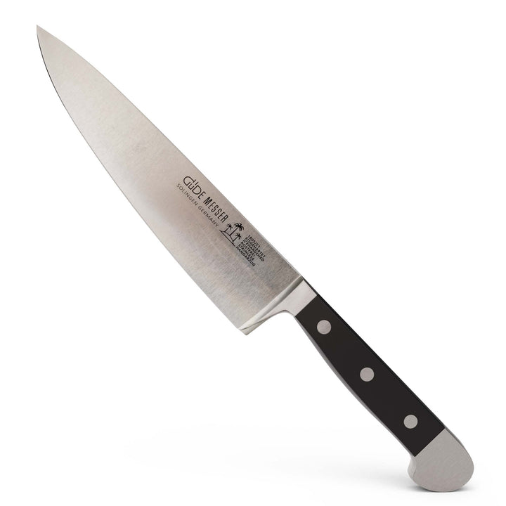 GÜDE Solingen - Kochmesser geschmiedet, 21 cm, POM schwarz, ALPHA, Küchenmesser, Doppelkropf, Handma