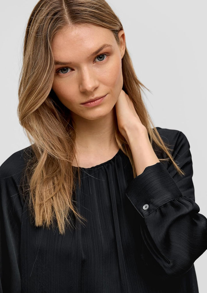 s.Oliver BLACK LABEL Damen Chiffon-Bluse mit Webstruktur, 9999