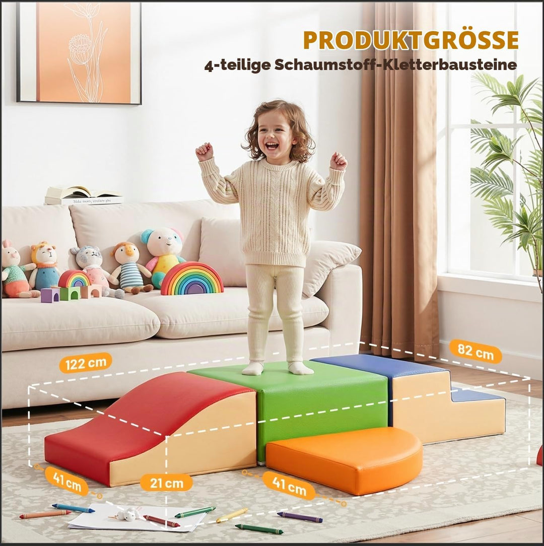 JungleDove 4-Pieces Climbing Toys for Toddlers: PU Leather Soft Play Set - Foam Climbing Blocks for