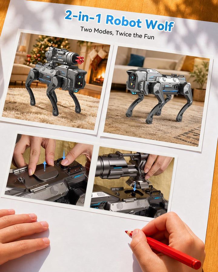 SIMREX Roboter Hund für Kinder, Interaktiver STEM Spielzeug, RC Robot