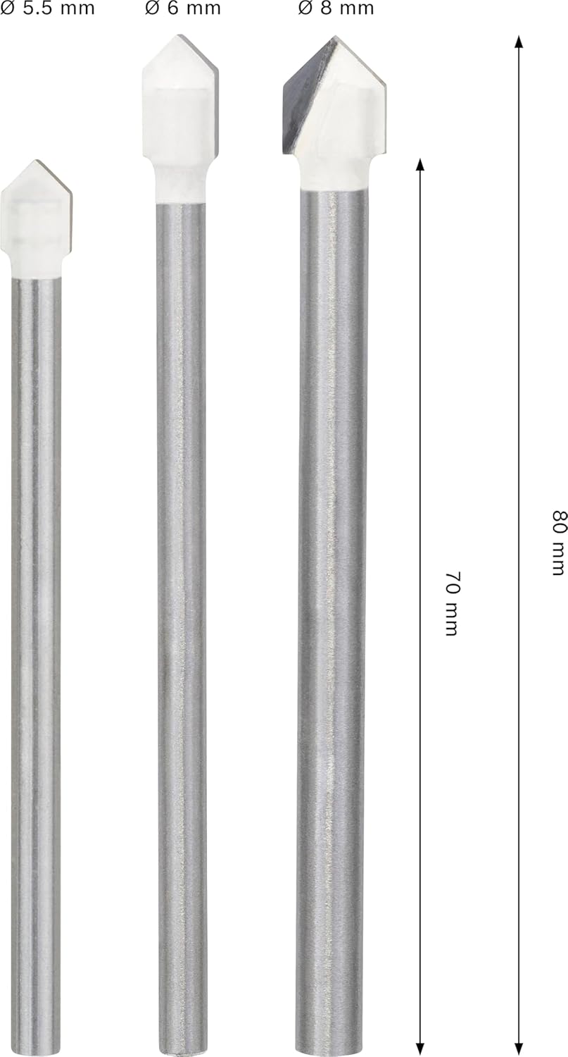 Bosch 3x CYL-9 Soft Ceramic Bohrer Set (für Weiche Fliesen, Glas, Ø 5-8 mm, Professional Zubehör Boh