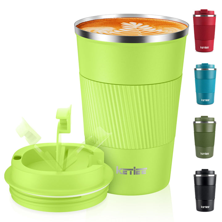 KETIEE Kaffeebecher to go,380ml Thermobecher Kaffee-to-go,Kaffeebecher Thermo,Doppelwandig Reisebech