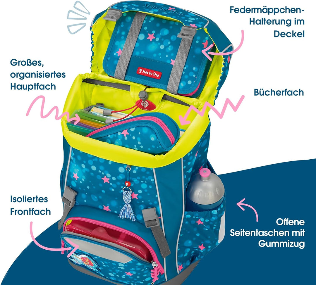 Step by Step Giant Schulranzen-Set, 5-teilig, ergonomischer Tornister mit Reflektoren, höhenverstell