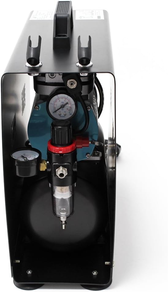 Airbrush Kompressor AF196AW Lufttank 2 Zylinder Kolben 6 bar 2 Stufenschalter