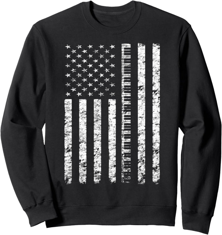 Vintage Piano Keyboard Player Amerikanische Flagge Sweatshirt