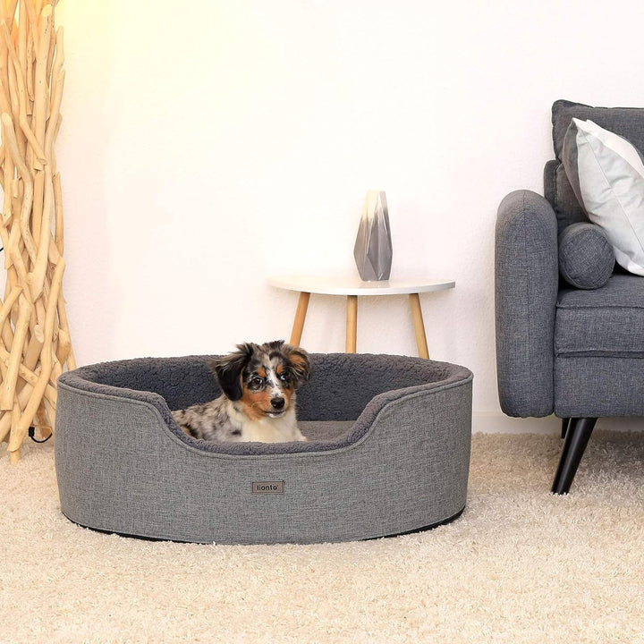 lionto Hundebett mit Wendekissen waschbar Katzenbett Haustierbett Hundekorb Plüsch, (M) 83x63 cm gra