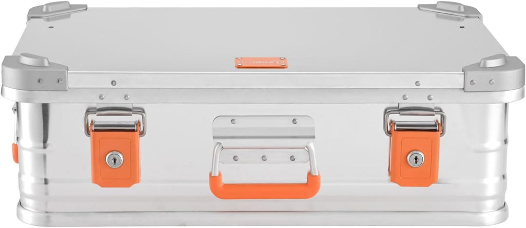ALUBOX Alukiste abschliessbar E39 - Premium Aluminium Lagerbox 39 Liter - Deckel mit Aluminium Druck