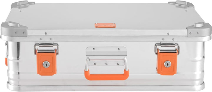 ALUBOX Alukiste abschliessbar E39 - Premium Aluminium Lagerbox 39 Liter - Deckel mit Aluminium Druck
