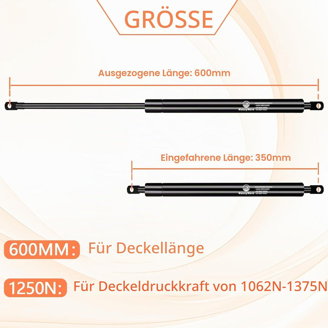 600MM 1250N Gasdruckdämpfer mit 8mm Ösenköpfen Gasdruckfeder Hydraulische Kofferraum-gasfeder für Ot