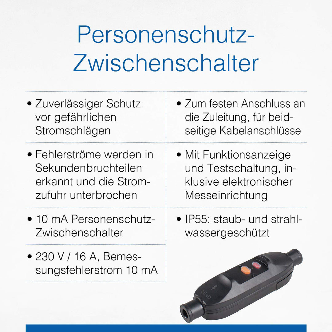 as - Schwabe Personenschutz-Zwischenschalter 10 mA – Personenschutzschalter 230 V / 16 A geeignet fü