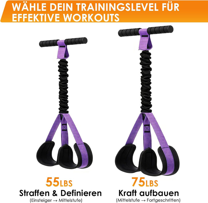 TOMSHOO Bauchtrainer, Pedal Widerstandsband mit Griff, Multifunktions Sit-Up Trainingsgerät für Bauc