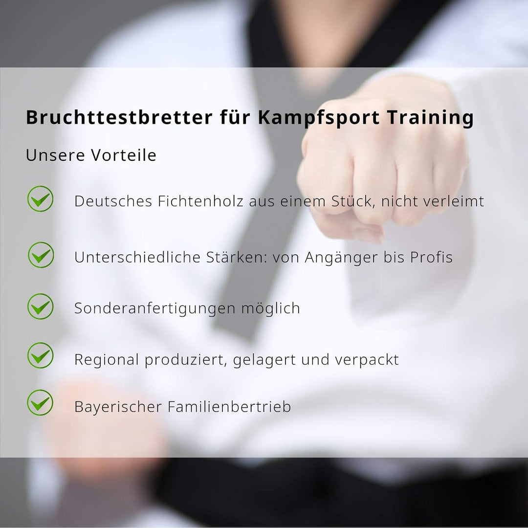 10er Set Bruchtestbretter für Kampfsport und Kyok Pa aus Fichtenholz, mit den Massen 30 x 30 0,8cm S