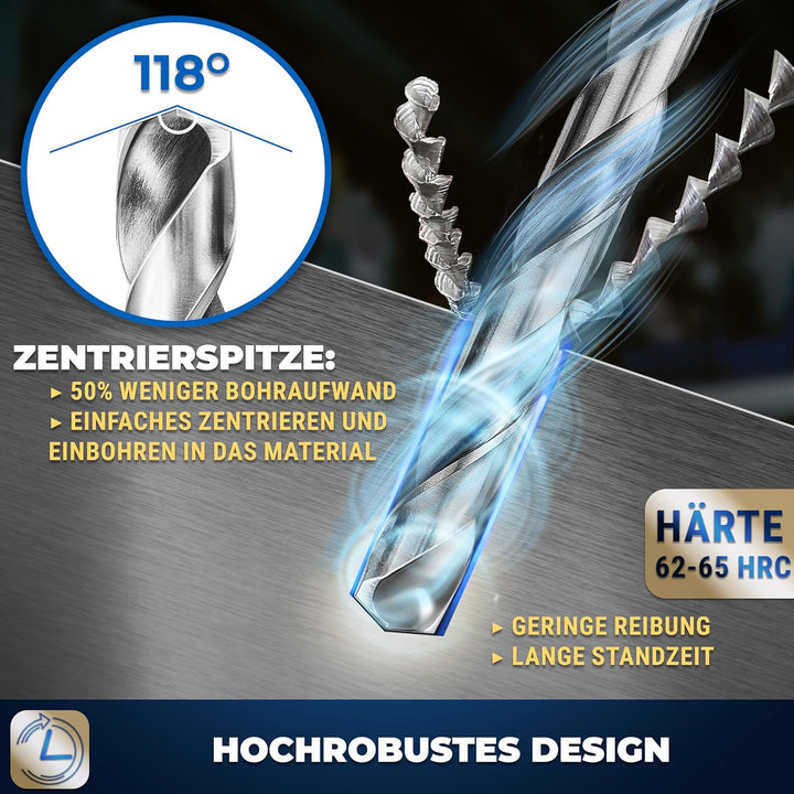 S&amp;R Metallbohrer-Set 25 teilig, ø 1-13 mm, 118° Spitzenwinkel, GM-Serie, HSS-Stahl, Industrie-Qualit