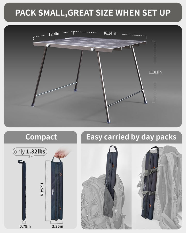 Tragbarer Campingtisch, Faltbar Aluminium Klapptisch mit Tasche, Ultraleichter Outdoor Falttisch, Be