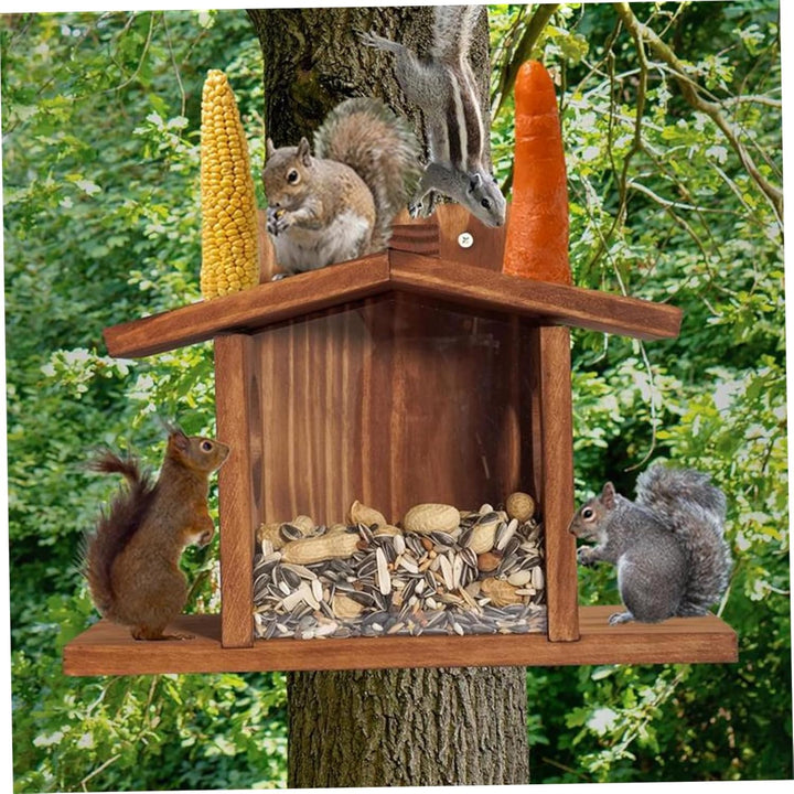 Eichhörnchenfutter, hölzerne Haus geformte Eichhörnchen -Futterhäuschen für aussen, sichtbare Vogelh