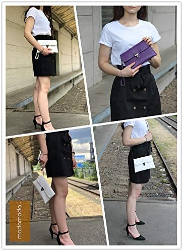 modamoda de T190 Damen Leder Clutch Handgelenktasche Schultertasche mit Kette handmade in Italy Past