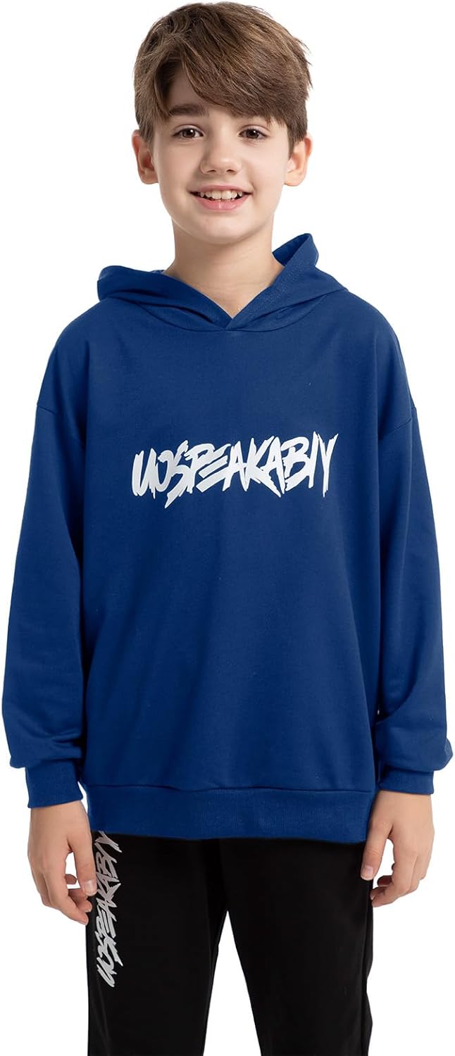 amropi Jungen Hoodie Trainingsanzug Sweatshirt Top und Hose Kleidungsset 2-15 Jahre 4-5 Jahre Blau K