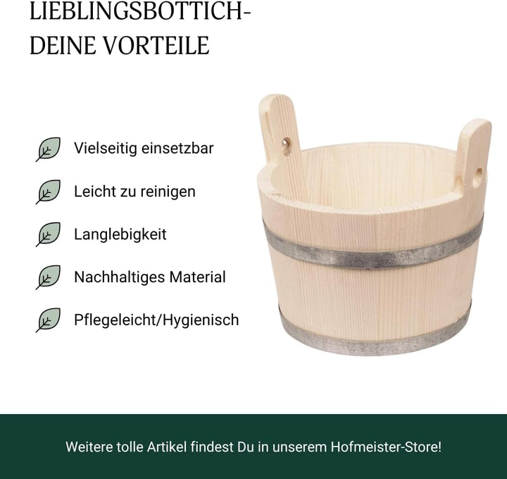 HOFMEISTER® Bottich, trichterförmig, 2 Griffe, 15 Liter, aus Fichtenholz Bottich | Trichter | 15 Lit