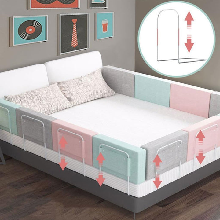 Bettgitter für Kinder, 50cm Rosa Rausfallschutz Bett, 5-Stufen Höhenverstellbar, für Kinderbetten, E
