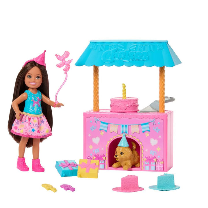 Barbie Familie und Freunde Club Chelsea Überraschungs-Geburtstagsparty Spielset mit Kleiner Chelsea-