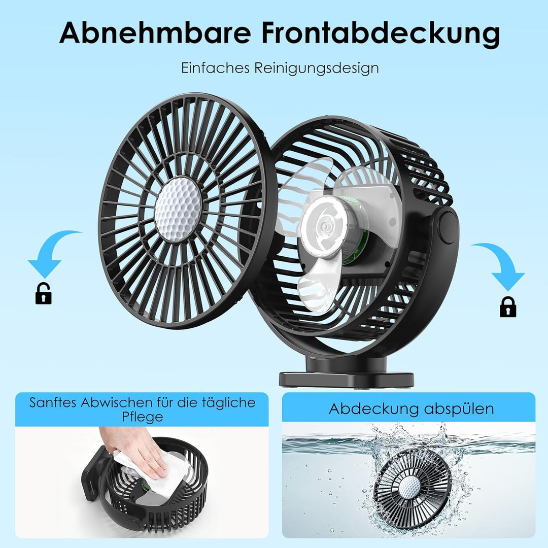 Minthouz Magnetischer Ventilator mit 12000 mAh Akku, USB Ventilator mit 3 Geschwindigkeitsstufen, Tr