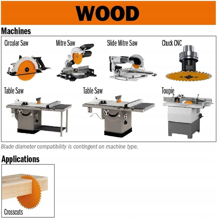 CMT Orange Tools Kreissägeblatt Feinschnitt HW 184 x 2,6 / 1,6 x 16 Z=40 15° ATB - 292.184.40E - für