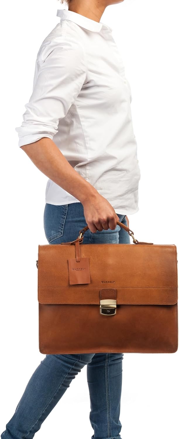 Burkely Fundamentals Vintage Dean Briefcase 3-Comp – Hunter Leder Laptoptasche – Klassische Aktentas