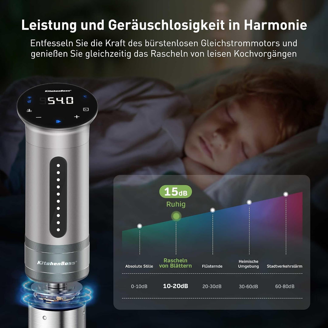 KitchenBoss Sous Vide Stick Garer： 1100W Präzisionskocher Wi-Fi Sous Vide Stick App-Steuerung Sous V