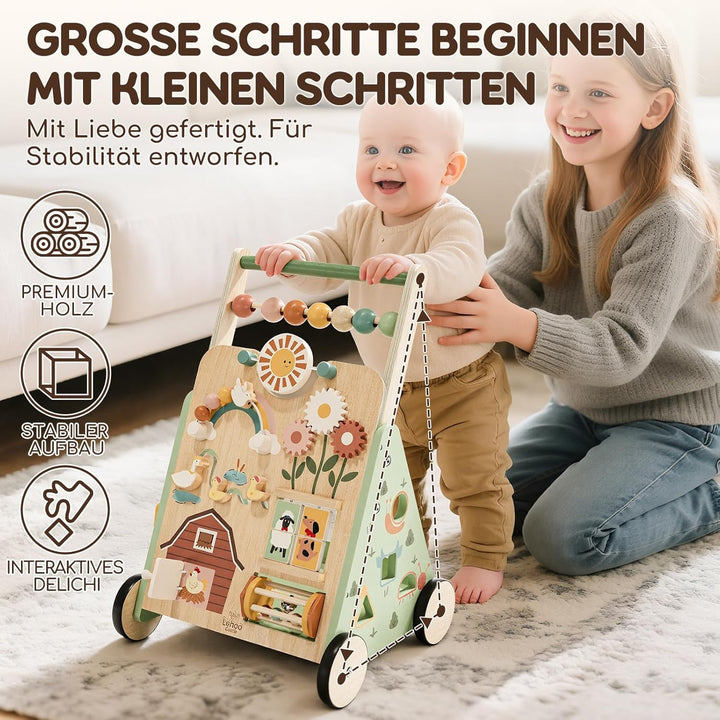 Lauflernwagen, Bauernhof Lauflernhilfe mit 10-in-1 Activity Center, Gehhilfe Baby, Lauflernwagen Hol