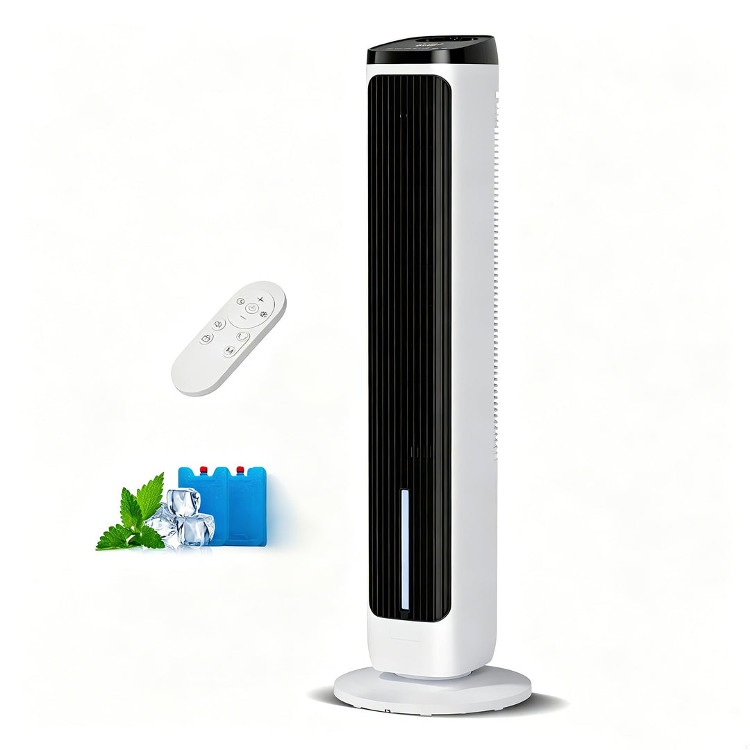 PNTCK Turmventilator mit Wasserkühlung Eispacks, 12H Timer, 4 Modi, 3 Geschwindigkeiten, 80° Oszilla