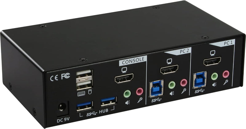 InLine 62622I KVM Desktop Switch, 2-fach, HDMI, USB 3.0 Hub, mit Audio