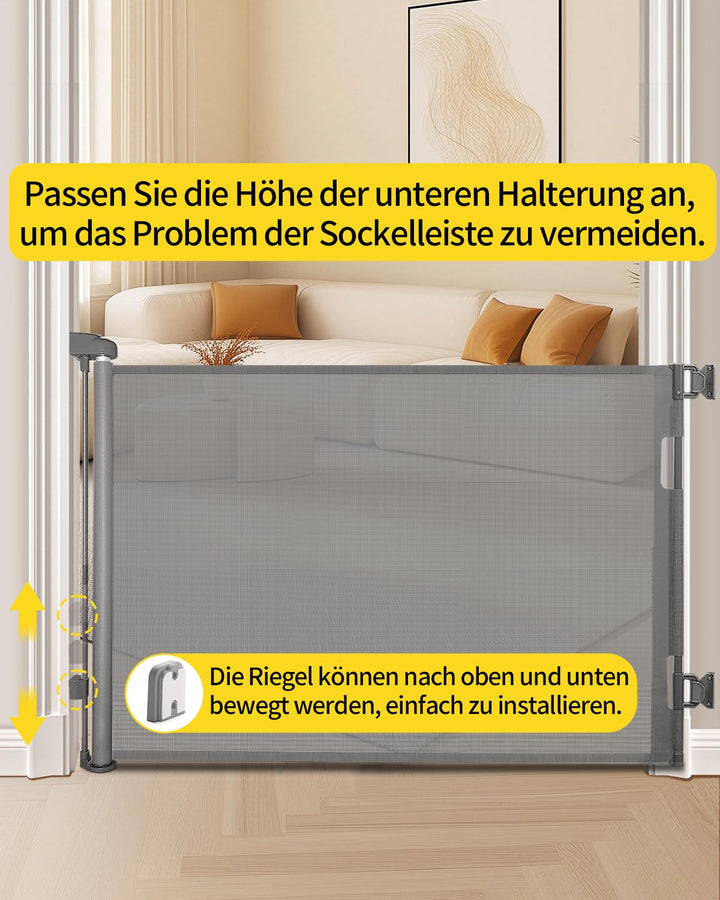 Retraktierbares Sicherheitsgitter für Babys & Haustiere – Extra Breit & Hoch, 0-140CM Türschutzgitte