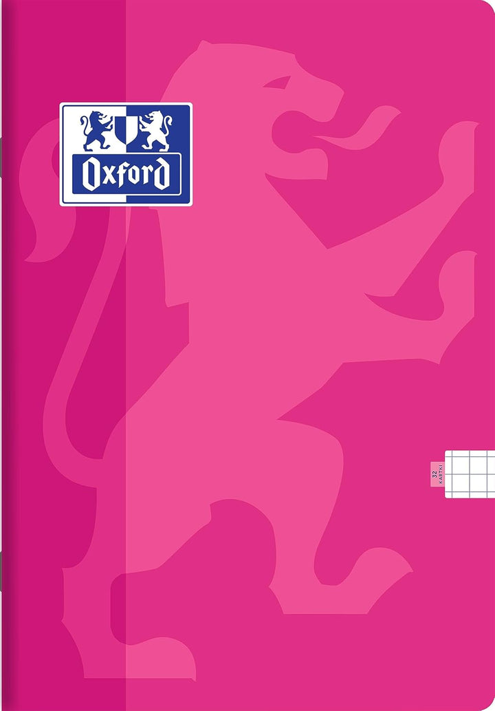 Oxford Touch Schulheft A5 Kladde 32 karierte Blätter mit Seitenrand, Optik Paper 90 g, weicher lamin