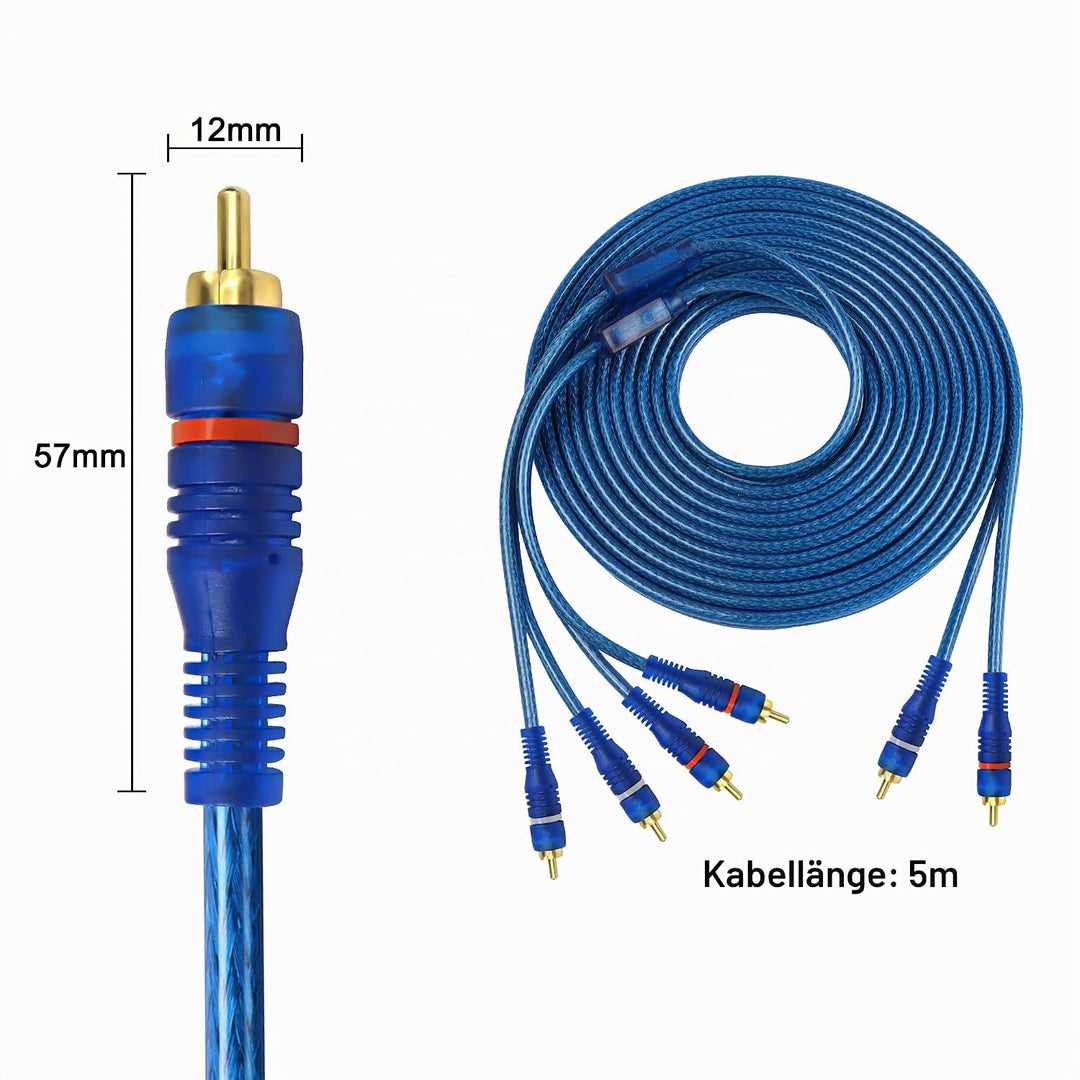 MEIRIYFA 4 Kanal RCA Auto Audio Verbindungskabel, 2 Kanal zu 4 Kanal RCA Auto Audio Y-Splitter Adapt