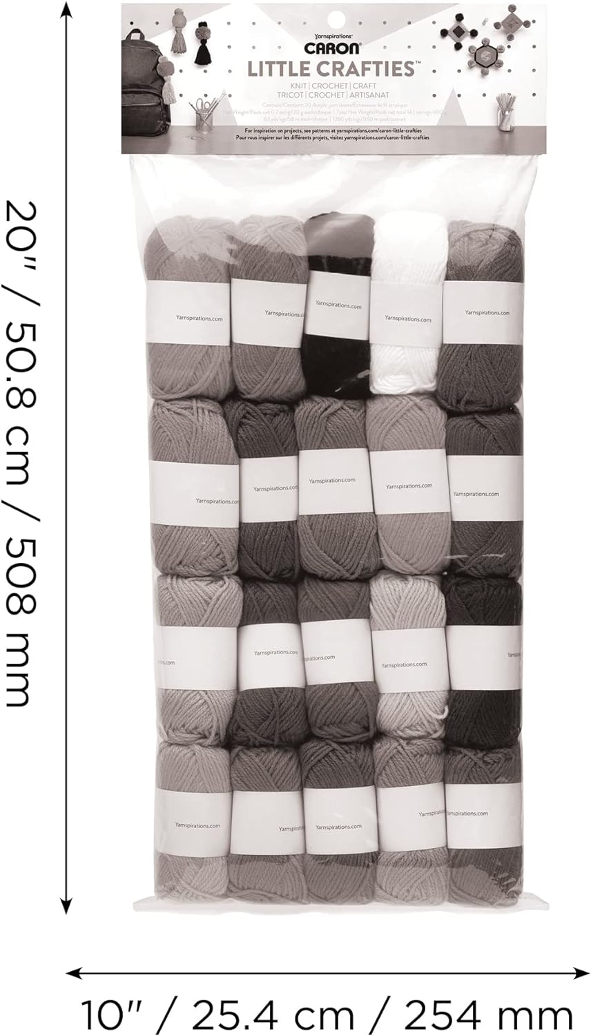 Caron® Little Crafties™ 20 verschiedene Acryl-Garnknäuel, je 63 m, für Strick- und Häkelprojekte, Mu