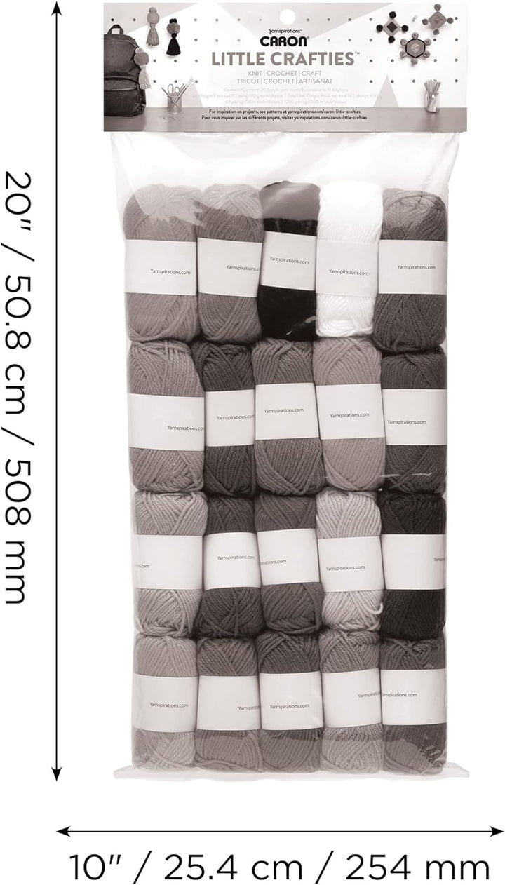 Caron® Little Crafties™ 20 verschiedene Acryl-Garnknäuel, je 63 m, für Strick- und Häkelprojekte, Mu